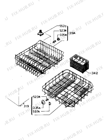 Взрыв-схема посудомоечной машины Zanussi ZW454 - Схема узла Baskets, tubes 061